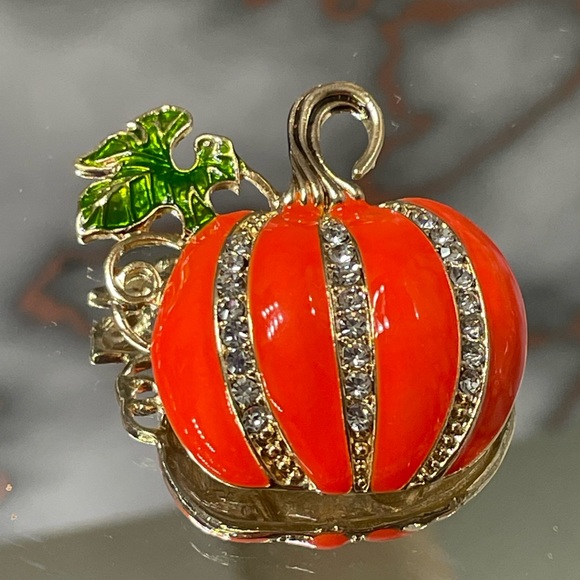 NEW 4pc pumpkin themed bundle with orange wine glass, crossbody, dust bag & pin - Picture 15 of 16